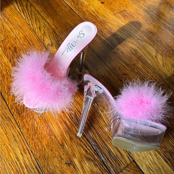 Hot Pink with Clear Platform Stiletto Heels - Picture 5 of 5